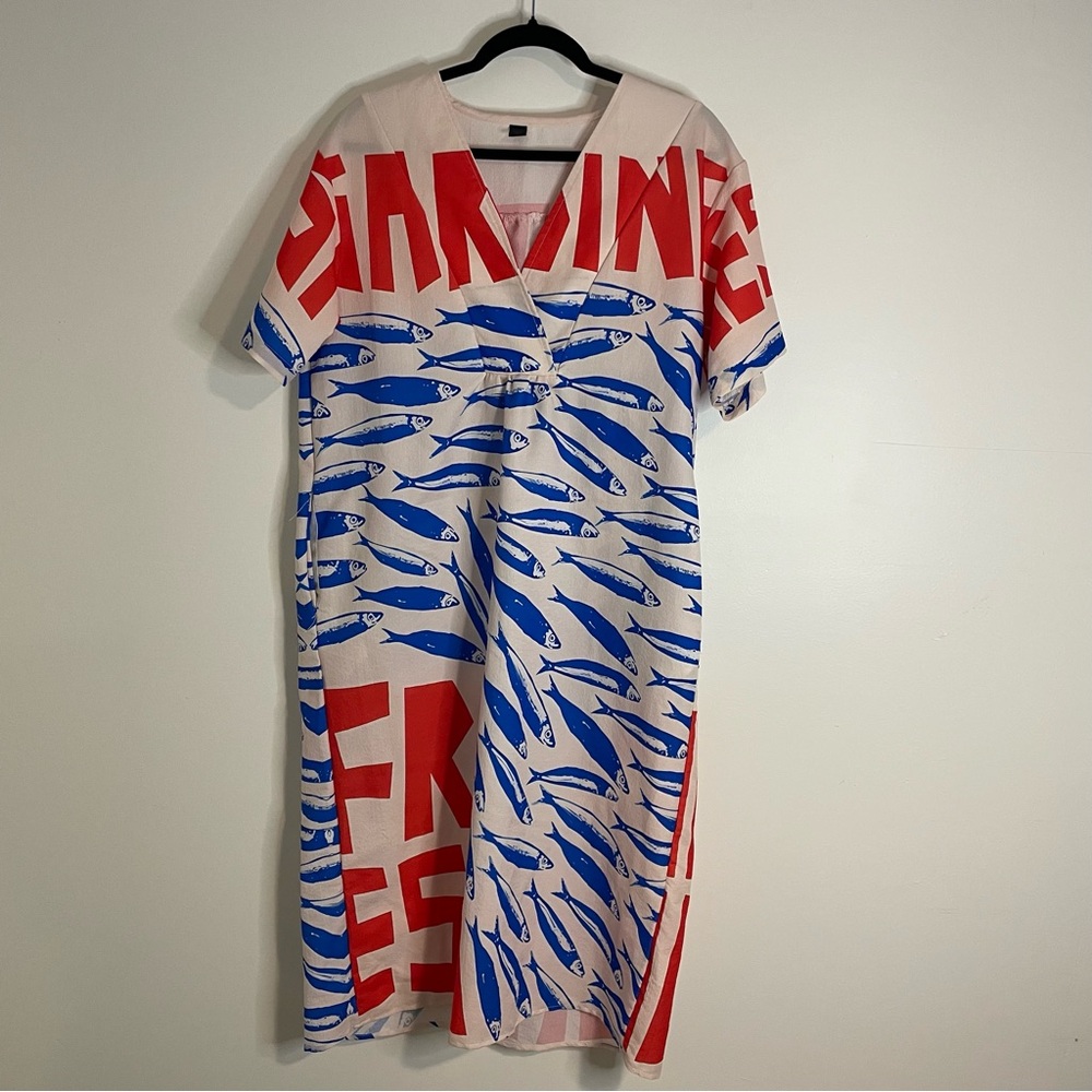 Graphic Sardine Fish Print Dress